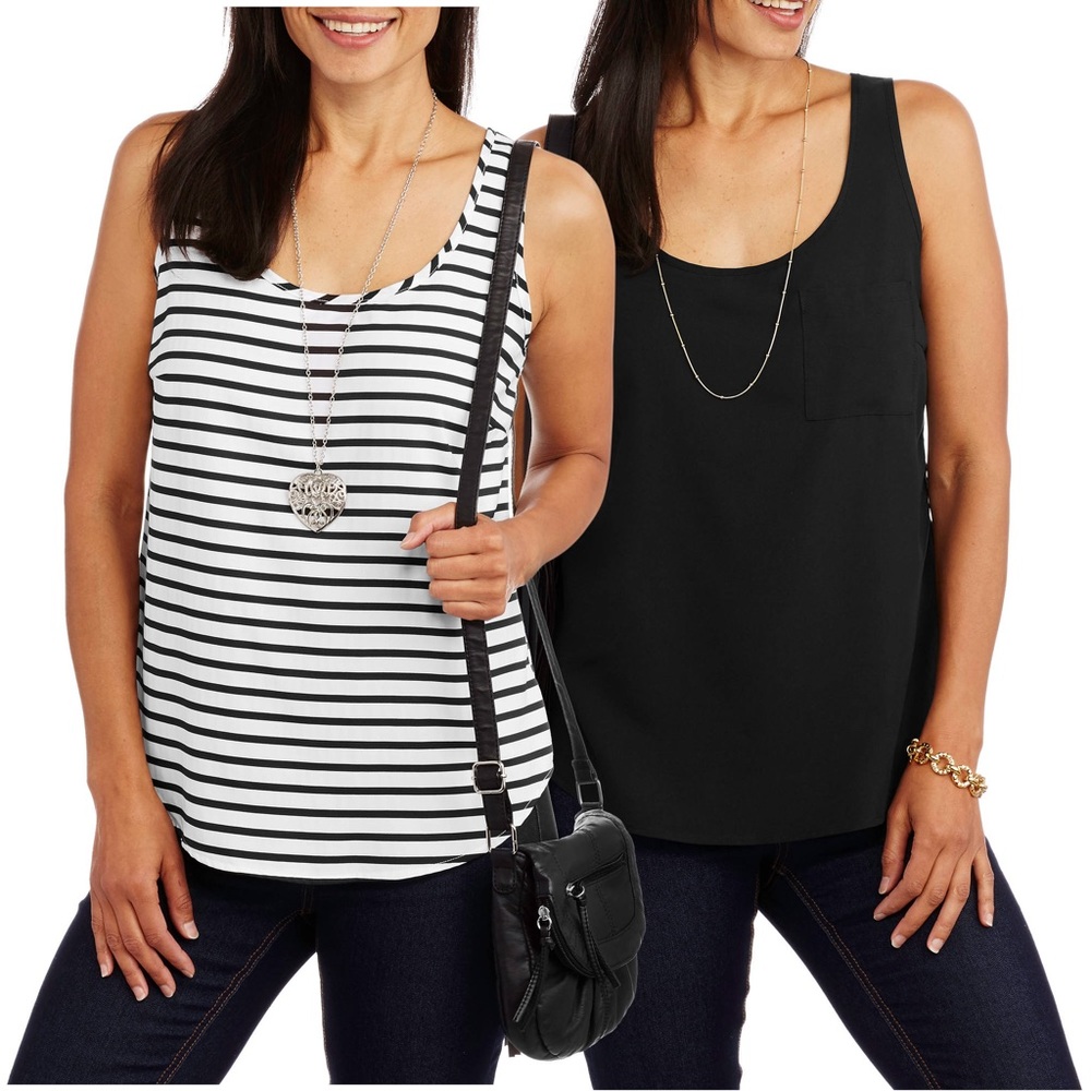 🔴LAST CHANCE🔴 Blue Stripe ➕Solid Black Tank Tops